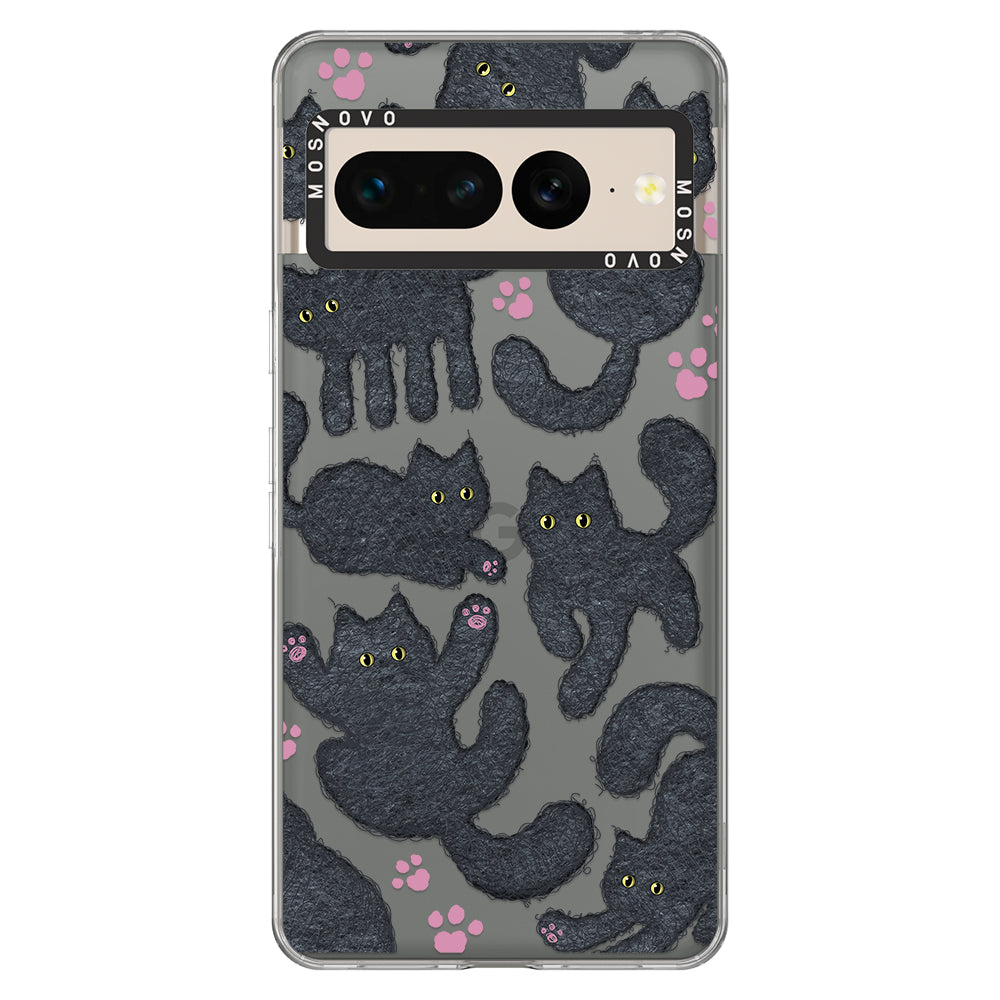 Black Furry Cat Phone Case - Google Pixel 7 Pro Case