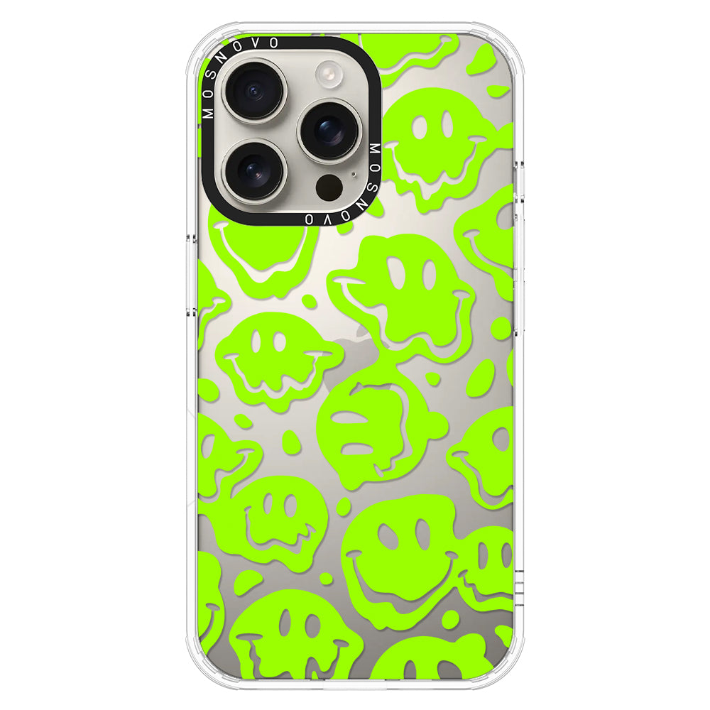 Distorted Green Smiles Face Phone Case - iPhone 16 Pro Max Case - MOSNOVO