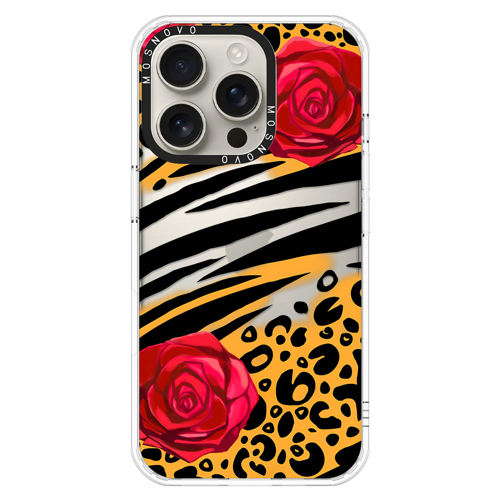 Wild Floral Leopard Phone Case - iPhone 16 Pro Case - MOSNOVO