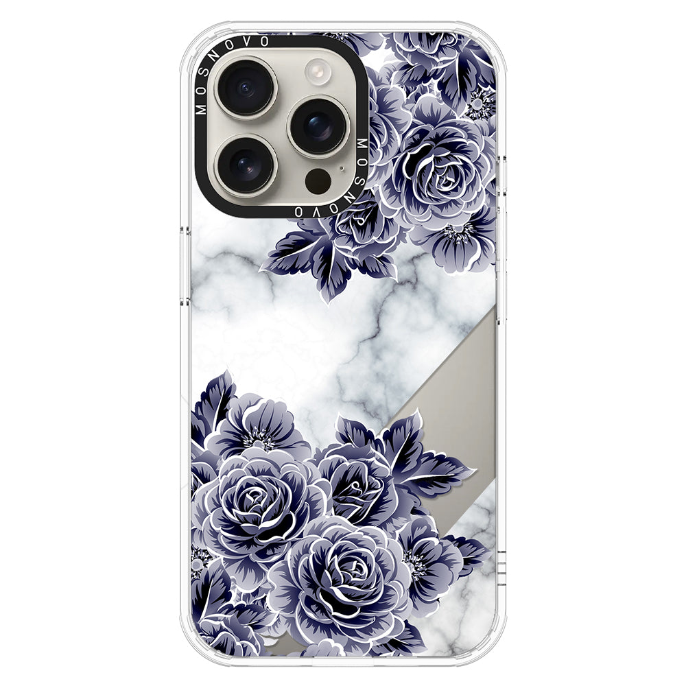 Marble with Purple Flowers Phone Case - iPhone 16 Pro Max Case - MOSNOVO