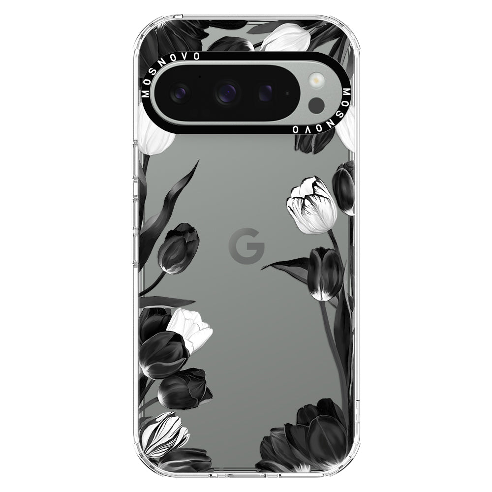 Black White Tulips Phone Case - Google Pixel 9 Pro Case