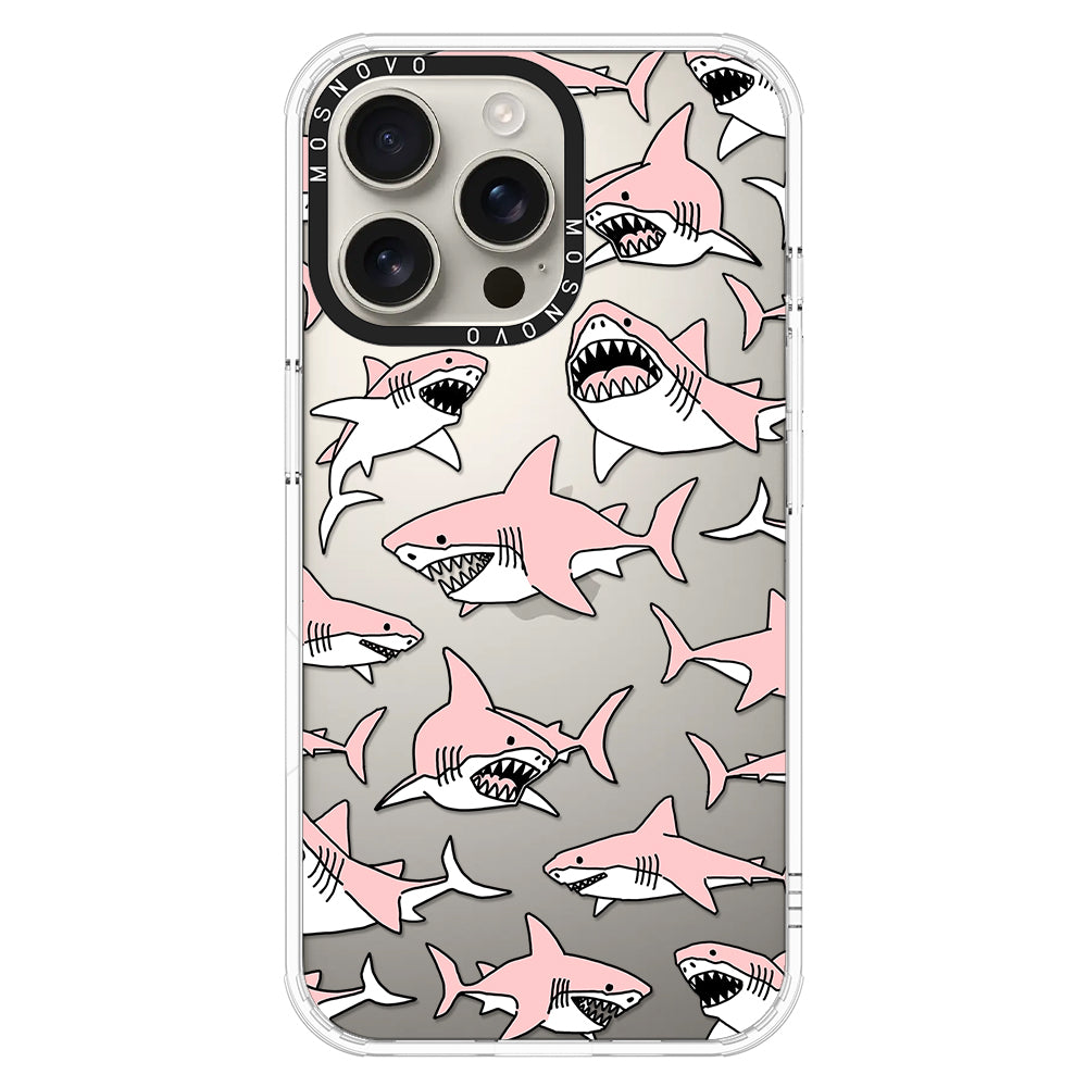 Pink Shark Phone Case - iPhone 16 Pro Max Case - MOSNOVO