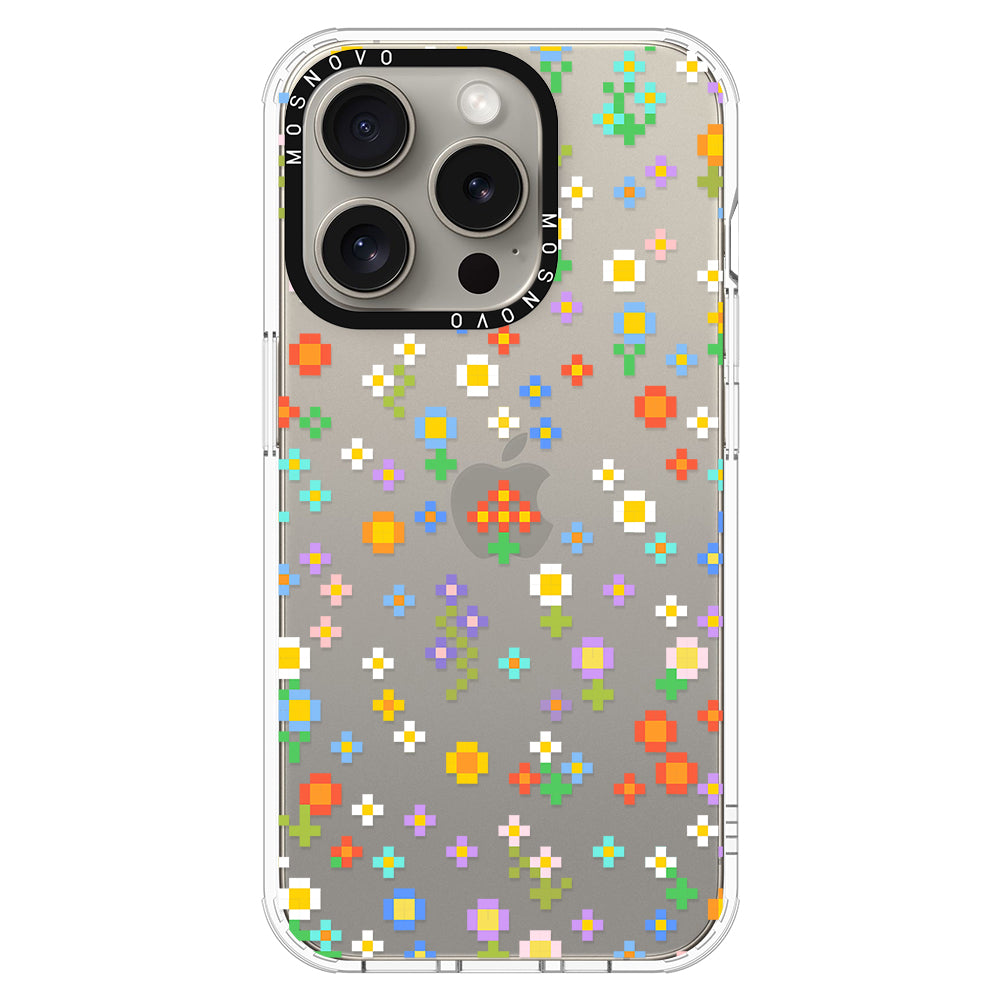 Pixel-Floral Phone Case - iPhone 15 Pro Case