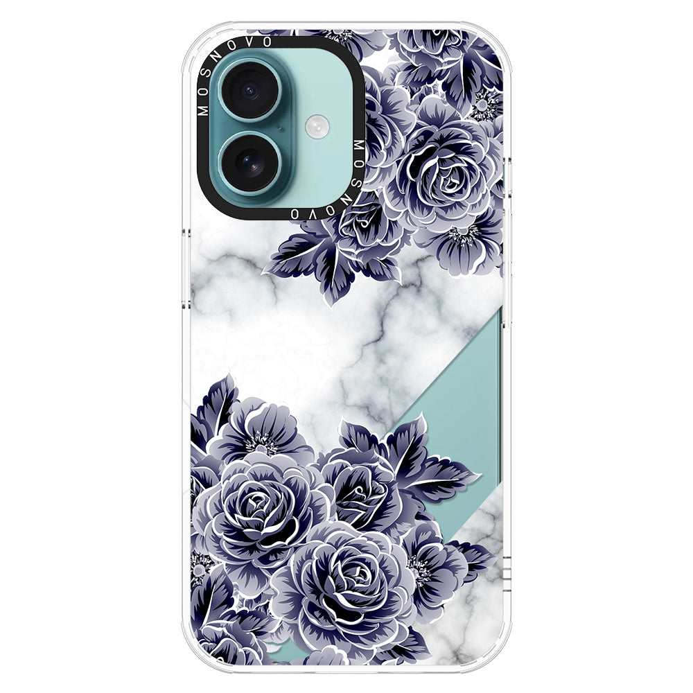 Marble with Purple Flowers Phone Case - iPhone 16 Case - MOSNOVO