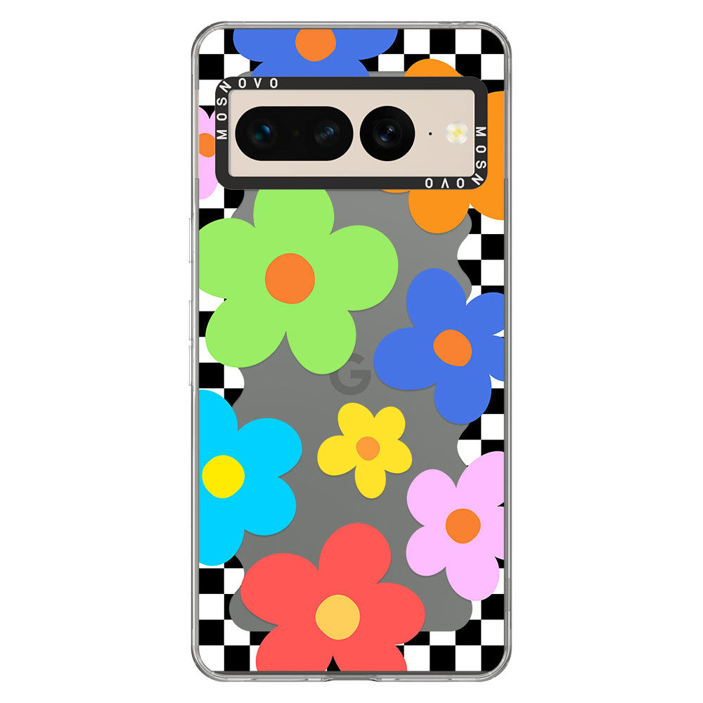 60's Checkered Floral Phone Case - Google Pixel 7 Pro Case