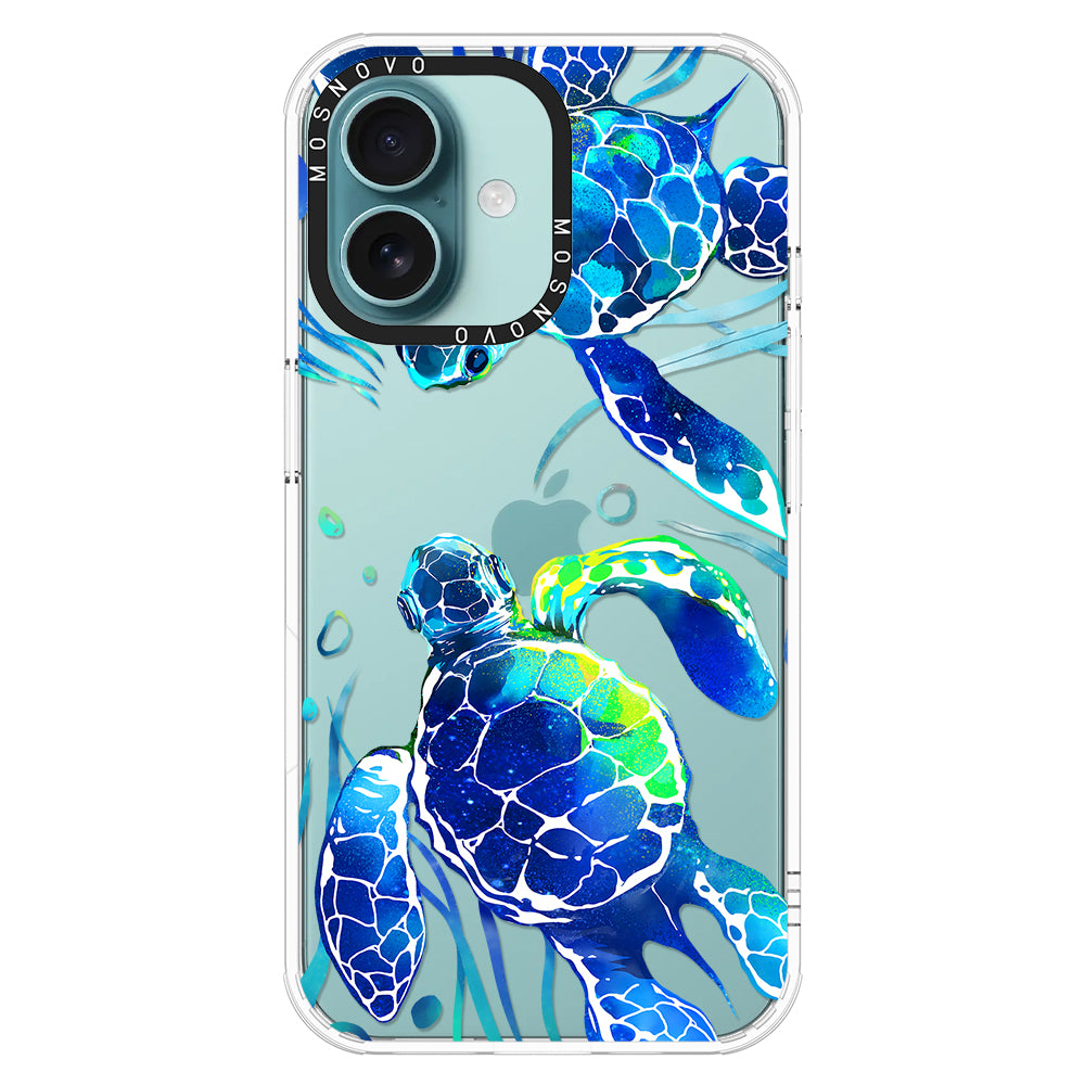 Blue Sea Turtle Phone Case - iPhone 16 Plus Case - MOSNOVO