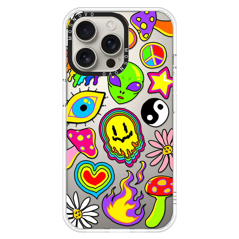 Hippie Rainbow Face Love Phone Case - iPhone 16 Pro Max Case - MOSNOVO