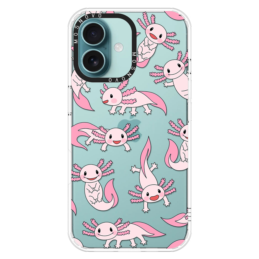 Pink Axolotl Phone Case - iPhone 16 Plus Case - MOSNOVO