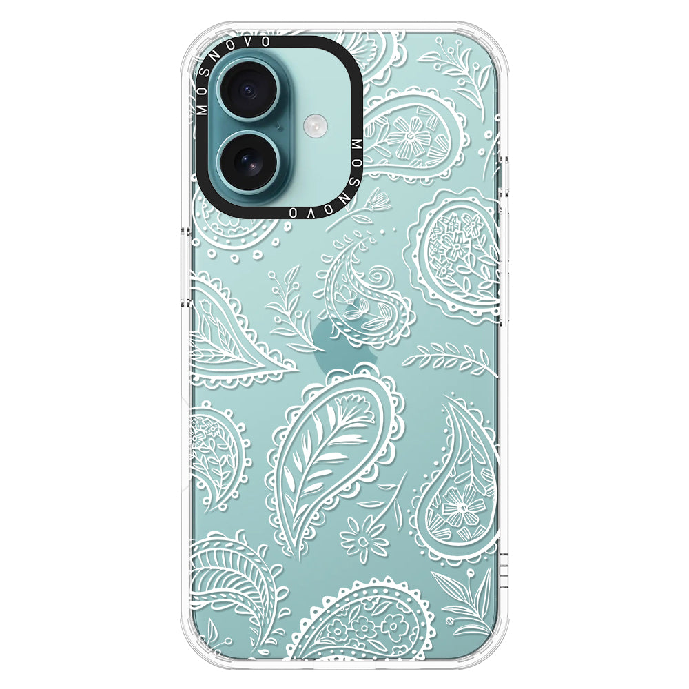 White Paisley Phone Case - iPhone 16 Case - MOSNOVO