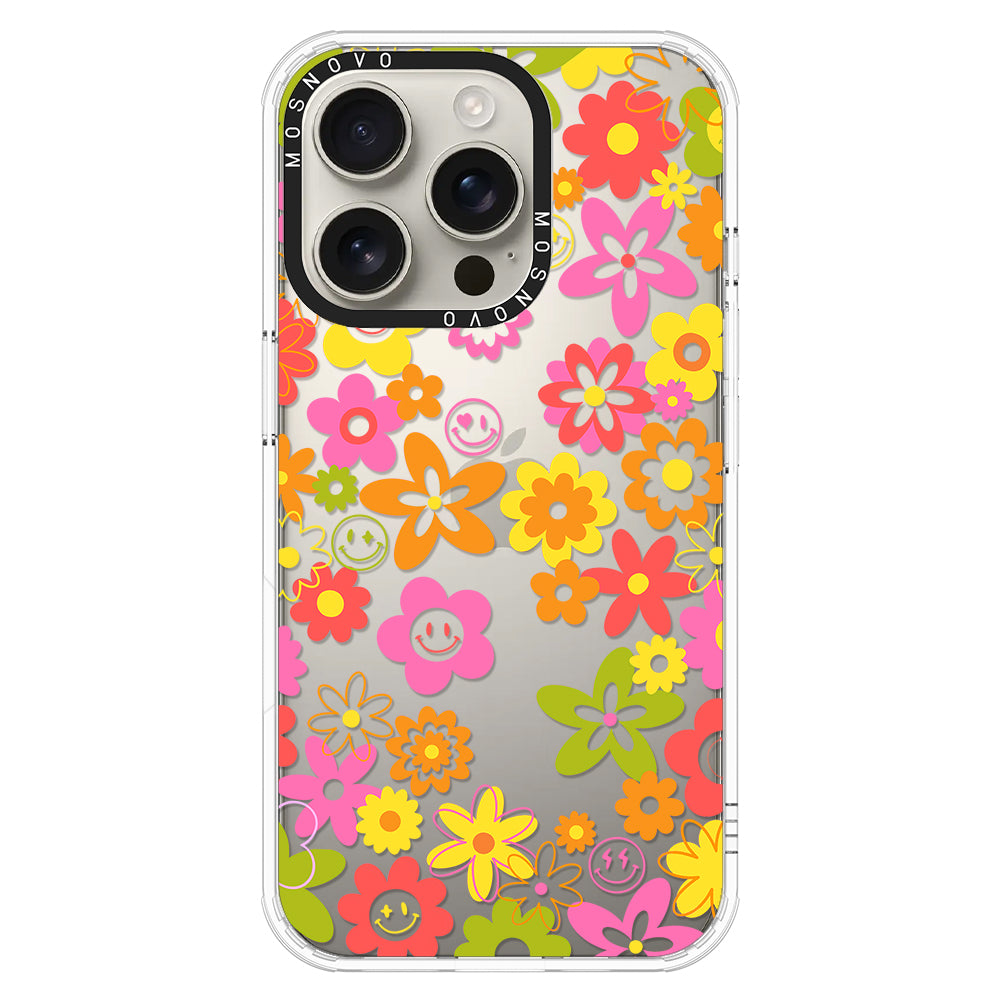 70's Groovy Floral Phone Case - iPhone 16 Pro Case - MOSNOVO