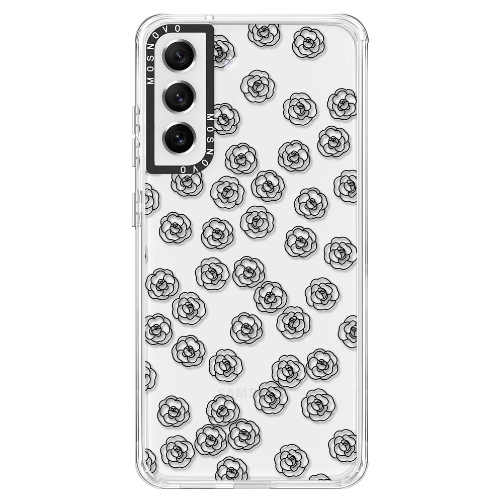 Linear Camelia Flower Phone Case - Samsung Galaxy S21 FE Case