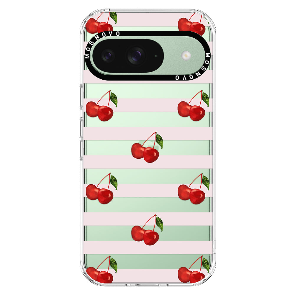 Pink Stripes Cherry Phone Case - Google Pixel 9 Case