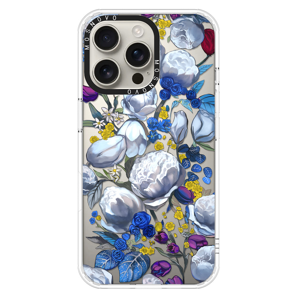 Purple Blue Floral Phone Case - iPhone 16 Pro Max Case - MOSNOVO