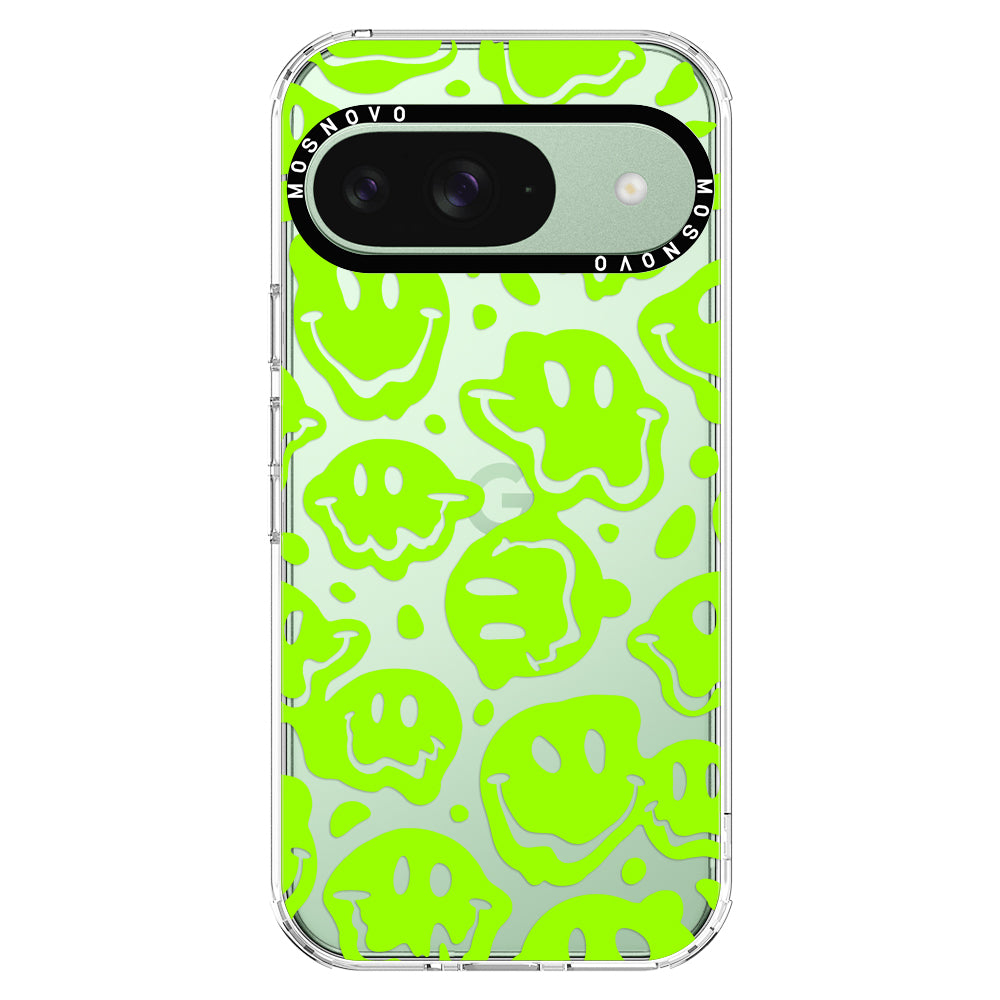 Distorted Green Smiles Face Phone Case - Google Pixel 9 Case