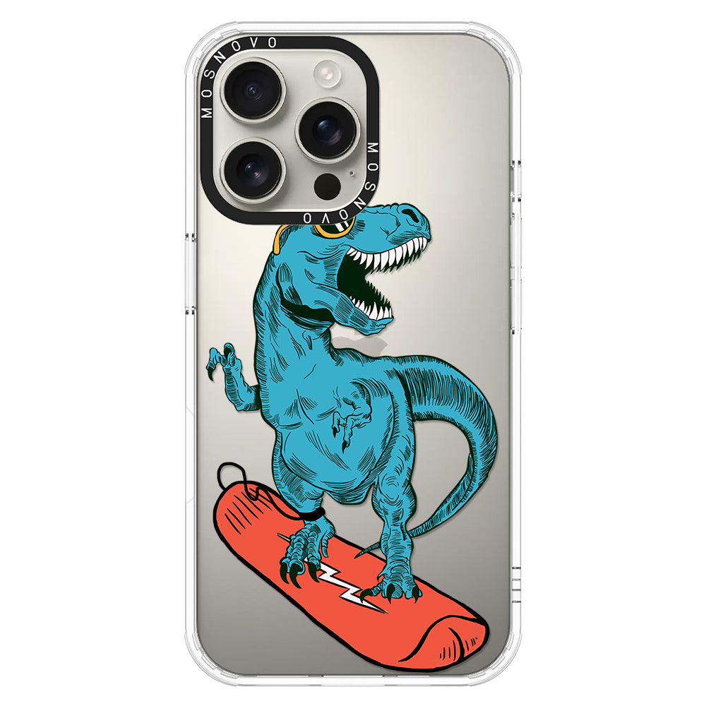 Surfing Dinosaur Phone Case - iPhone 16 Pro Max Case - MOSNOVO