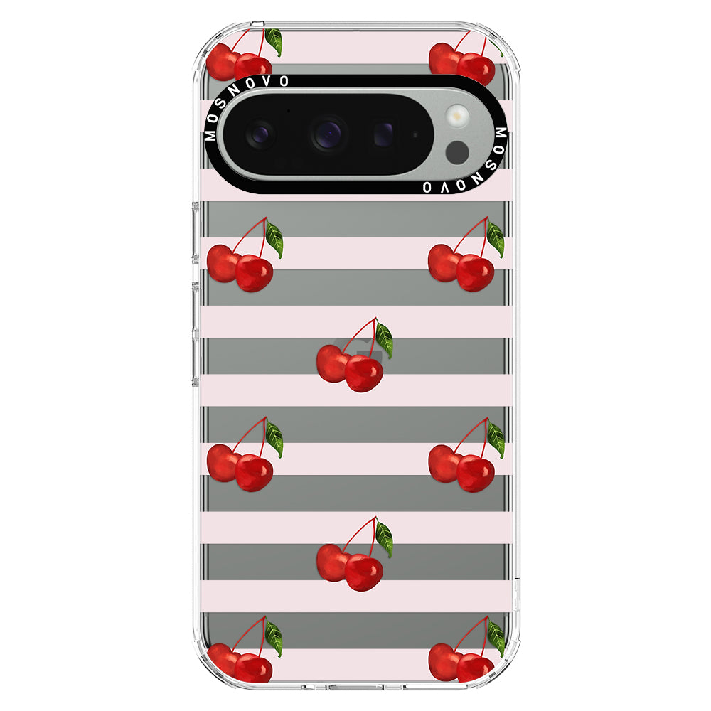 Pink Stripes Cherry Phone Case - Google Pixel 9 Pro XL Case