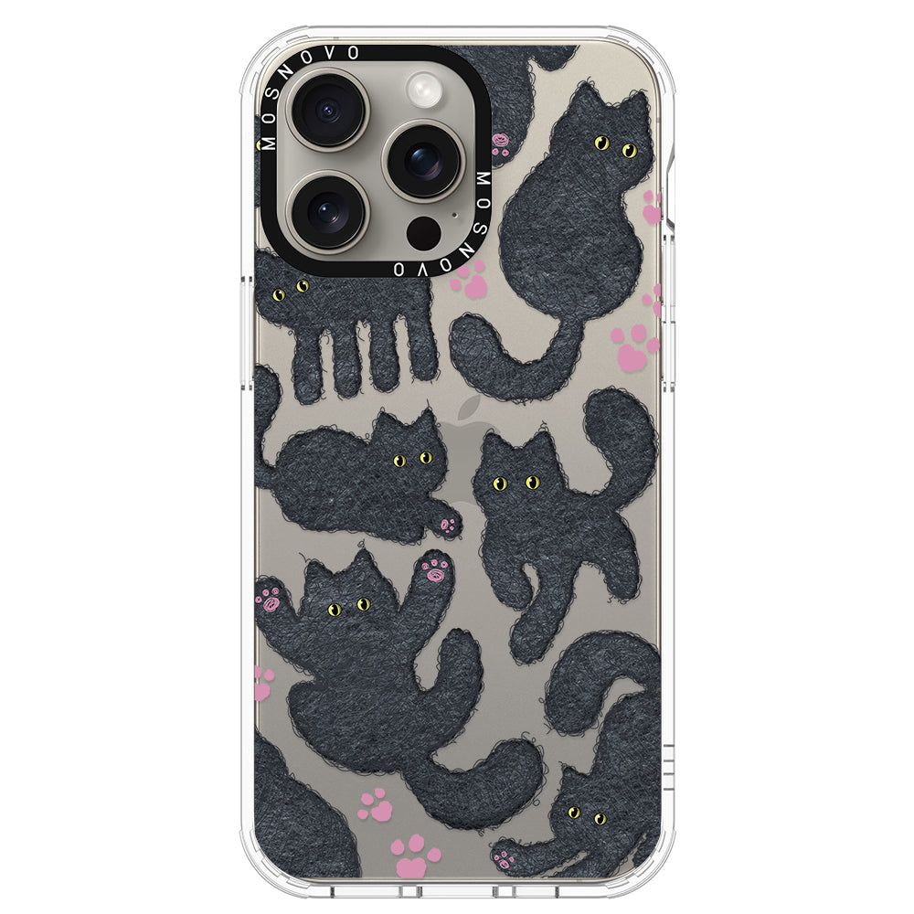 Black Furry Cat Phone Case - iPhone 15 Pro Max Case