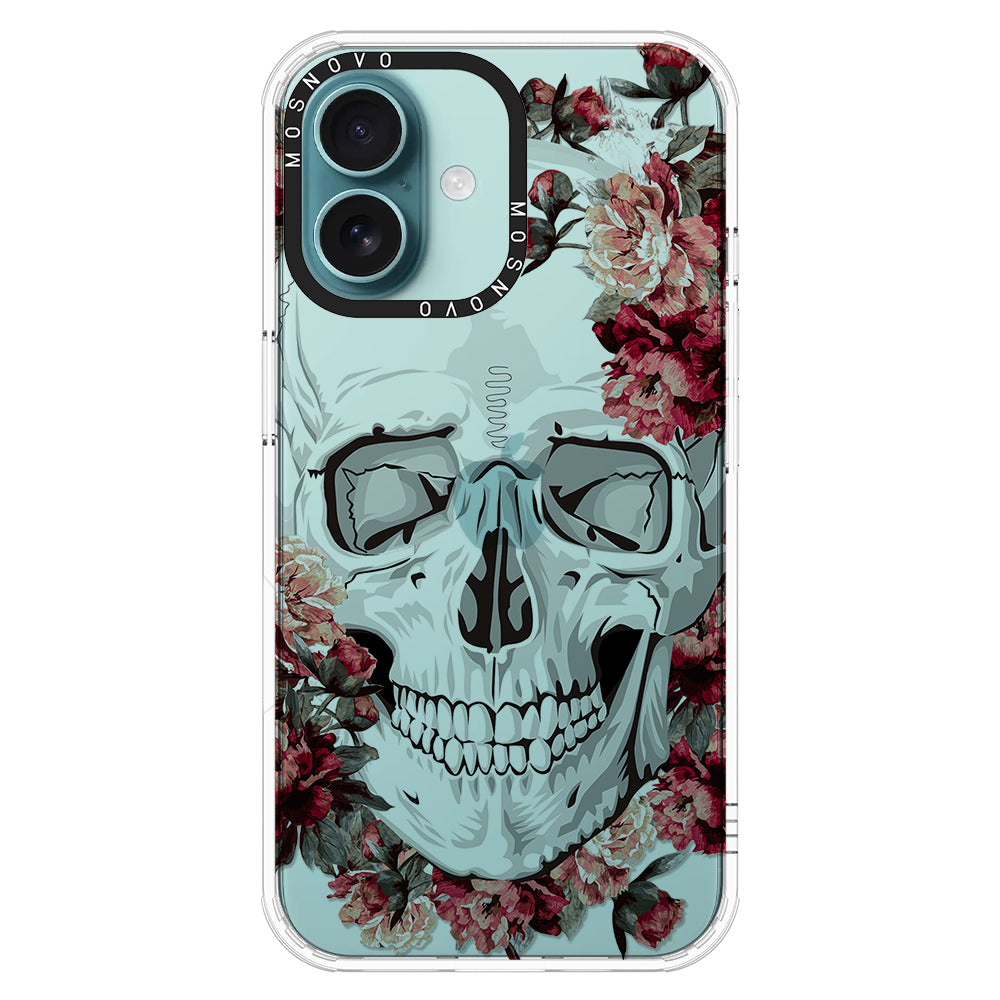 Red Flower Skull Phone Case - iPhone 16 Plus Case - MOSNOVO