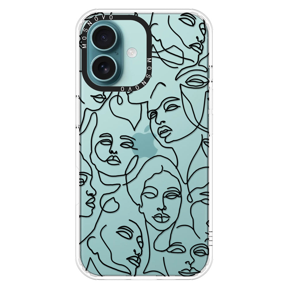 Abstract Face Line Art Phone Case - iPhone 16 Plus Case - MOSNOVO