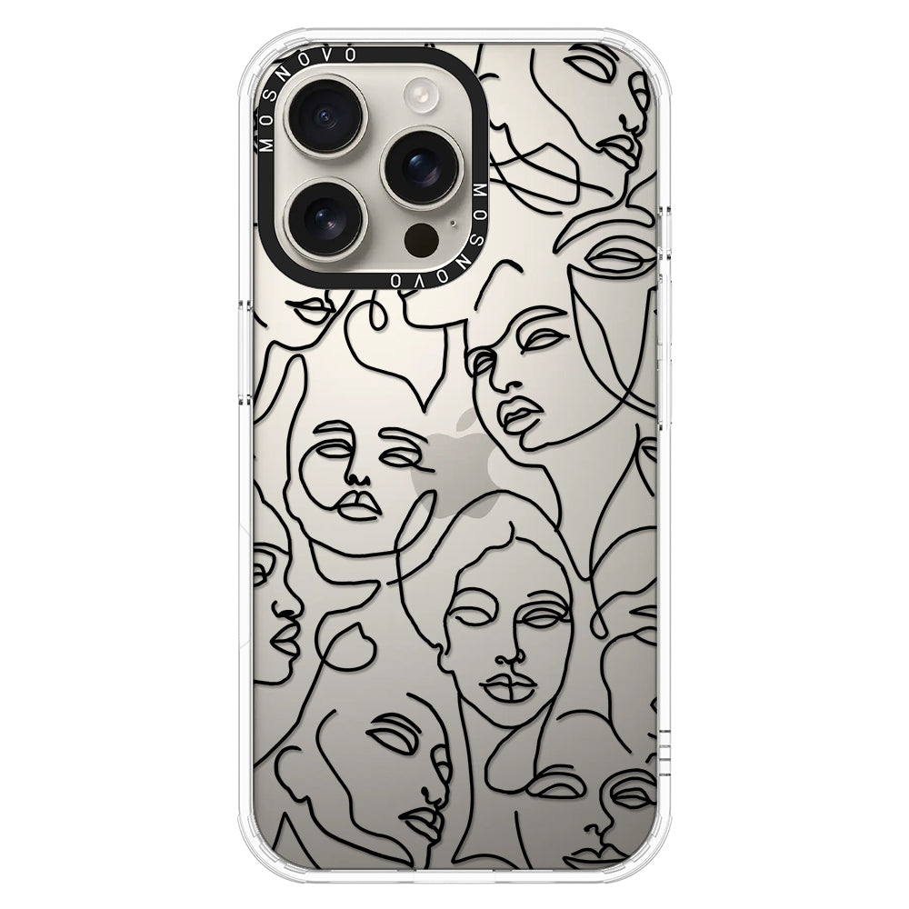 Abstract Face Line Art Phone Case - iPhone 16 Pro Max Case - MOSNOVO