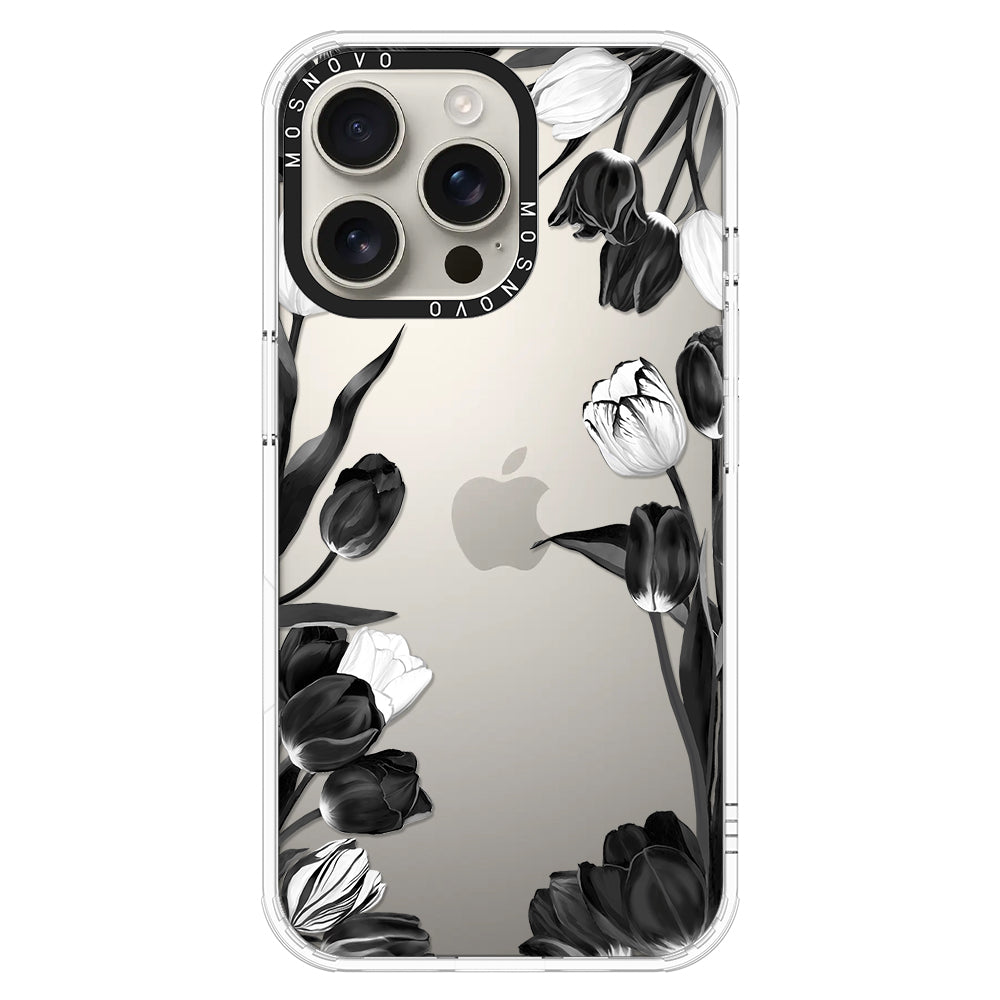 Black Tulips Phone Case - iPhone 16 Pro Max Case - MOSNOVO