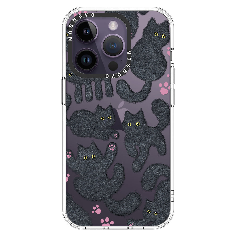 Black Furry Cat Phone Case - iPhone 14 Pro Case