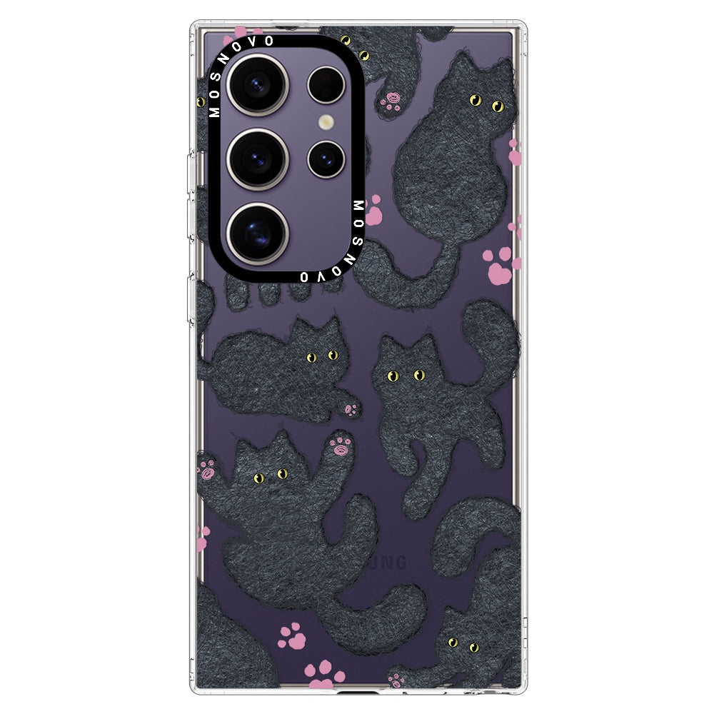 Black Furry Cat Phone Case - Samsung Galaxy S24 Ultra Case