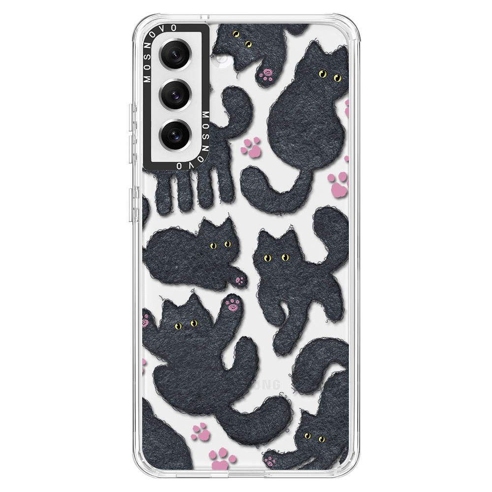 Black Furry Cat Phone Case - Samsung Galaxy S21 FE Case