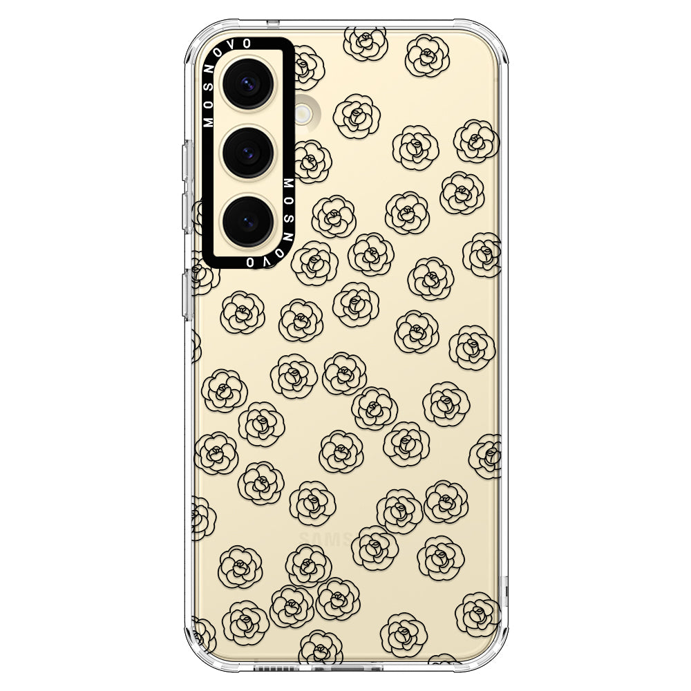 Linear Camelia Flower Phone Case - Samsung Galaxy S24 Plus Case