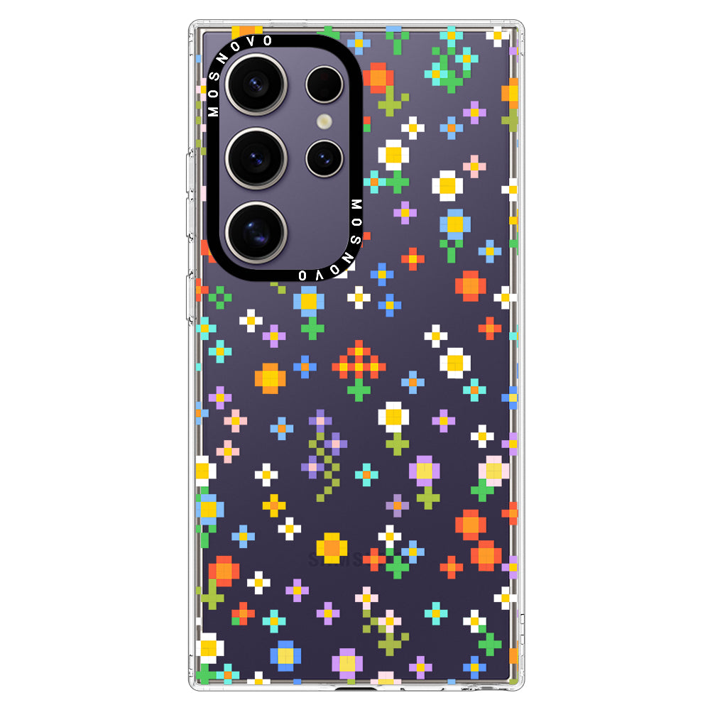 Pixel-Floral Phone Case - Samsung Galaxy S24 Ultra Case