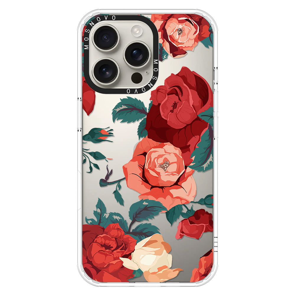 Vintage Red Rose Phone Case - iPhone 16 Pro Max Case - MOSNOVO