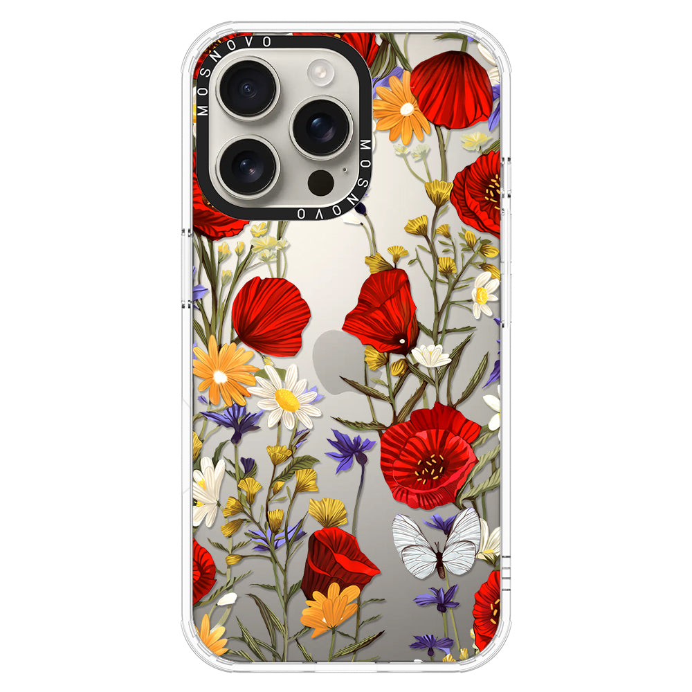 Poppy Floral Phone Case - iPhone 16 Pro Max Case - MOSNOVO