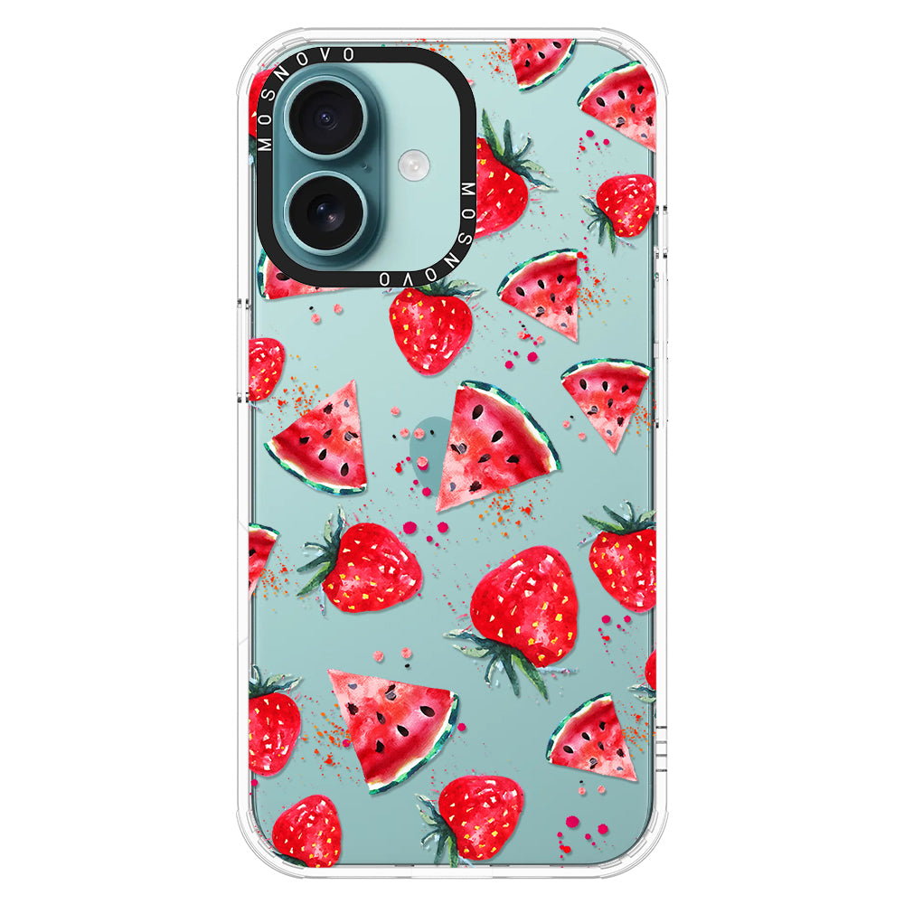 Watermelon and Strawberry Phone Case - iPhone 16 Case - MOSNOVO