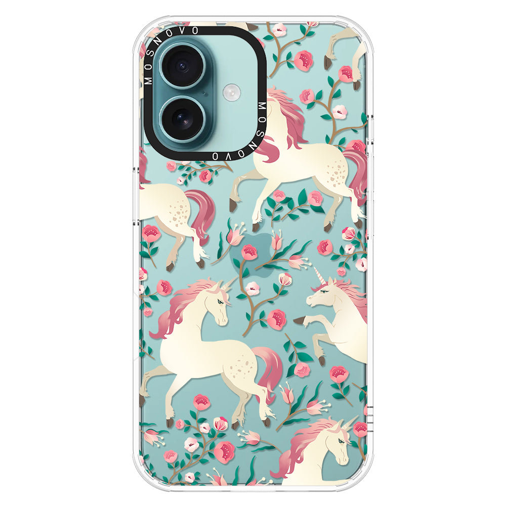 Unicorn with Floral Phone Case - iPhone 16 Plus Case - MOSNOVO