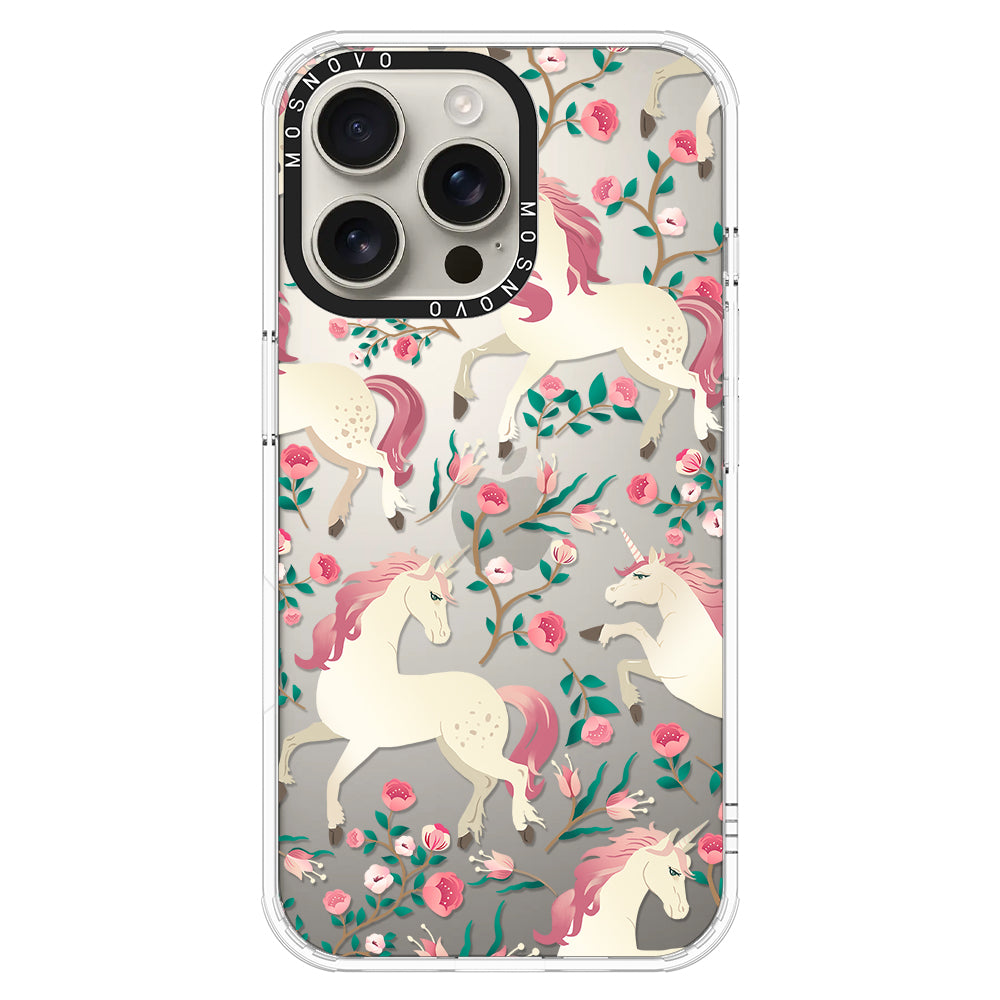 Unicorn with Floral Phone Case - iPhone 16 Pro Max Case - MOSNOVO