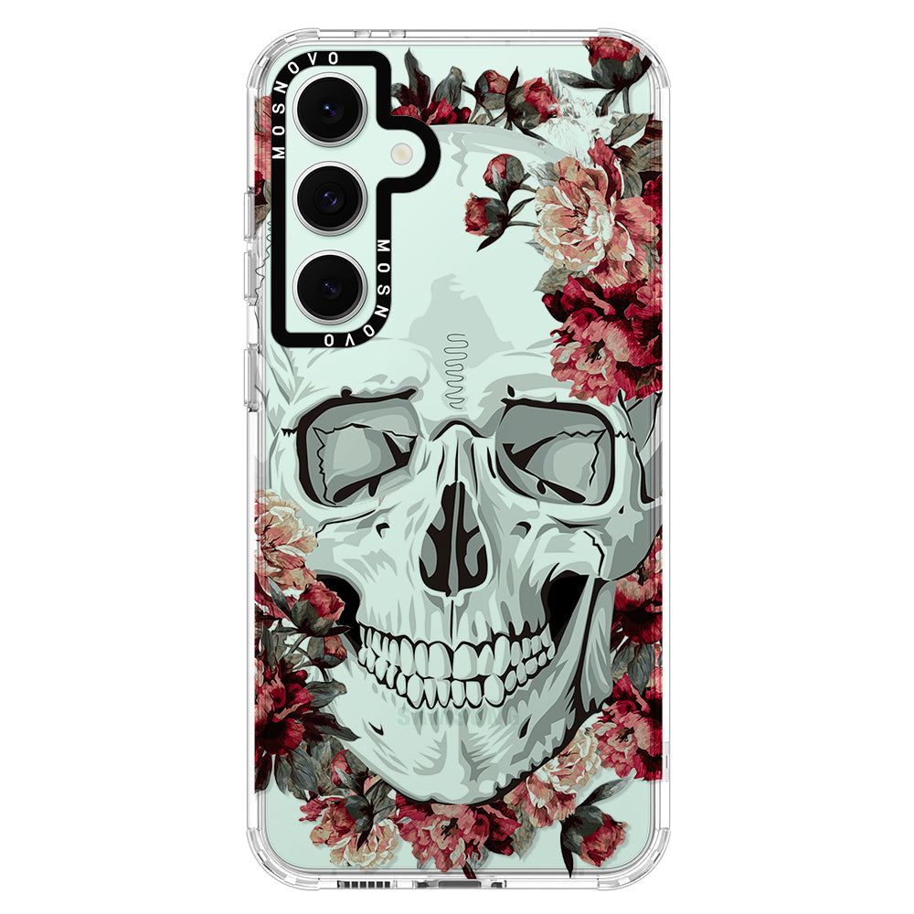 Red Flower Skull Phone Case - Samsung Galaxy S24 FE Case - MOSNOVO