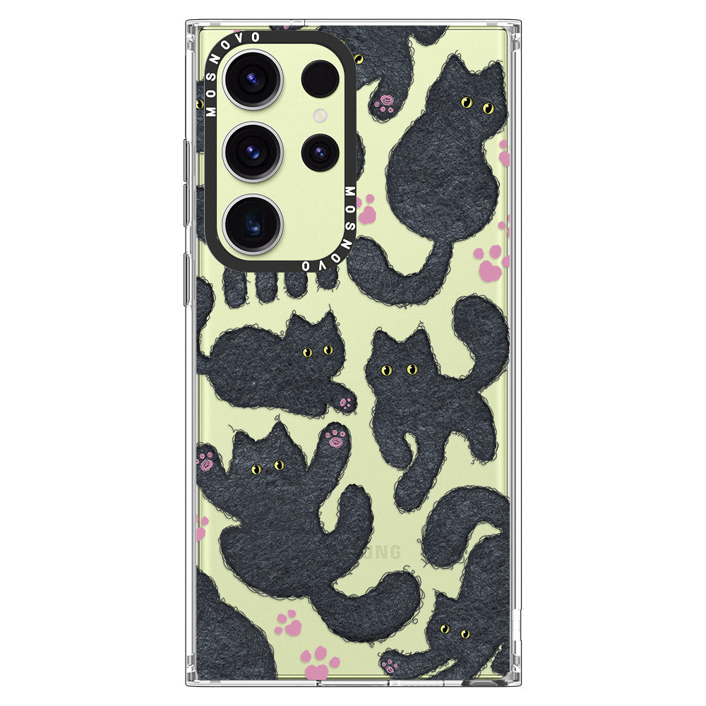 Black Furry Cat Phone Case - Samsung Galaxy S23 Ultra Case