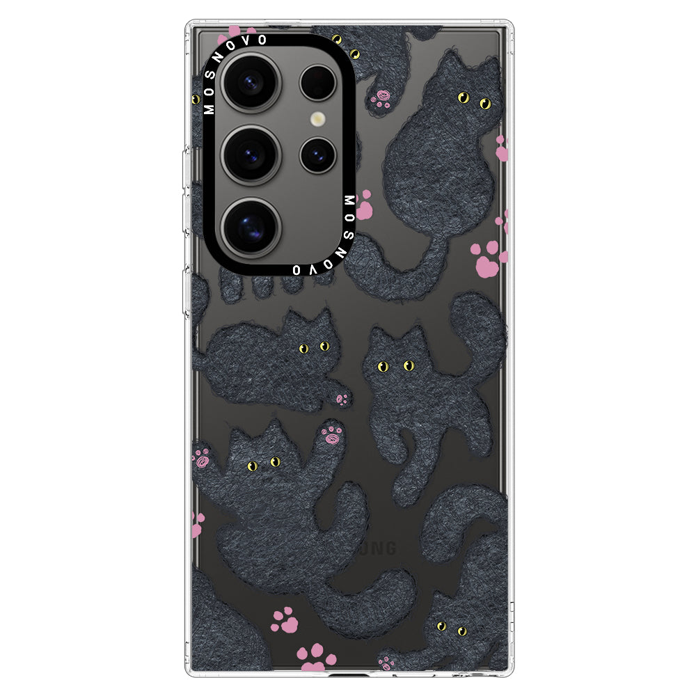 Black Furry Cat Phone Case - Samsung Galaxy S24 Ultra Case