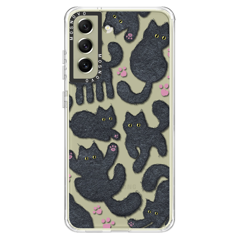 Black Furry Cat Phone Case - Samsung Galaxy S21 FE Case