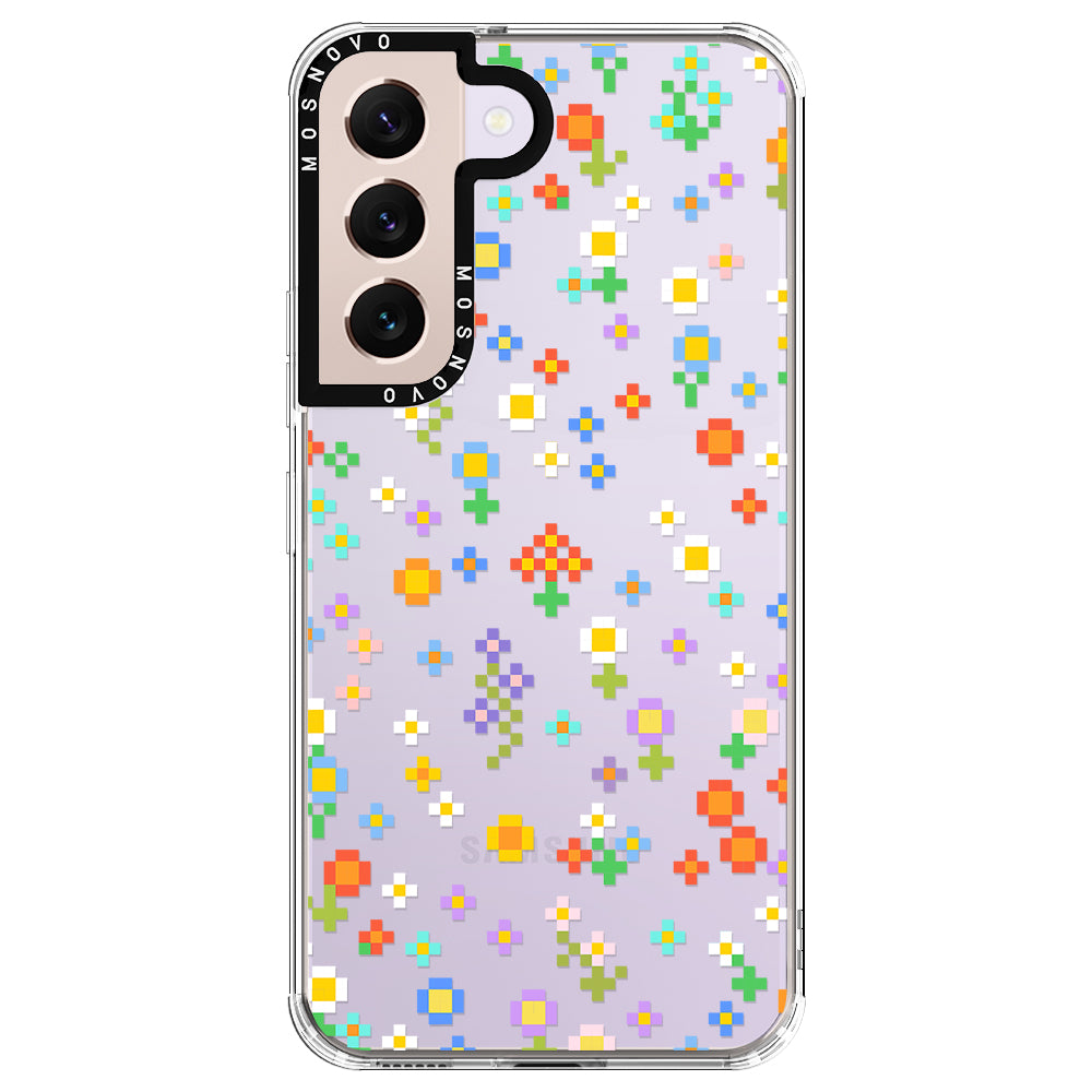 Pixel-Floral Phone Case - Samsung Galaxy S22 Case