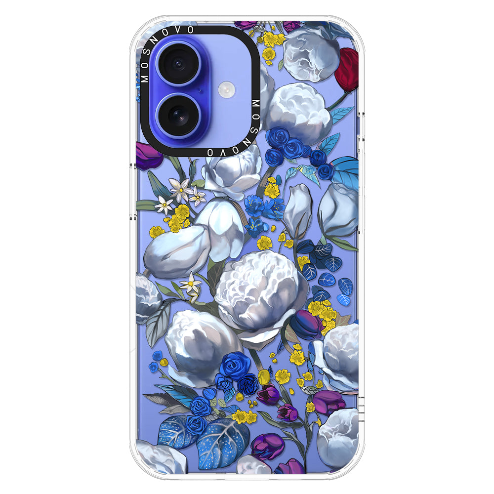 Purple Blue Floral Phone Case - iPhone 16 Plus Case - MOSNOVO