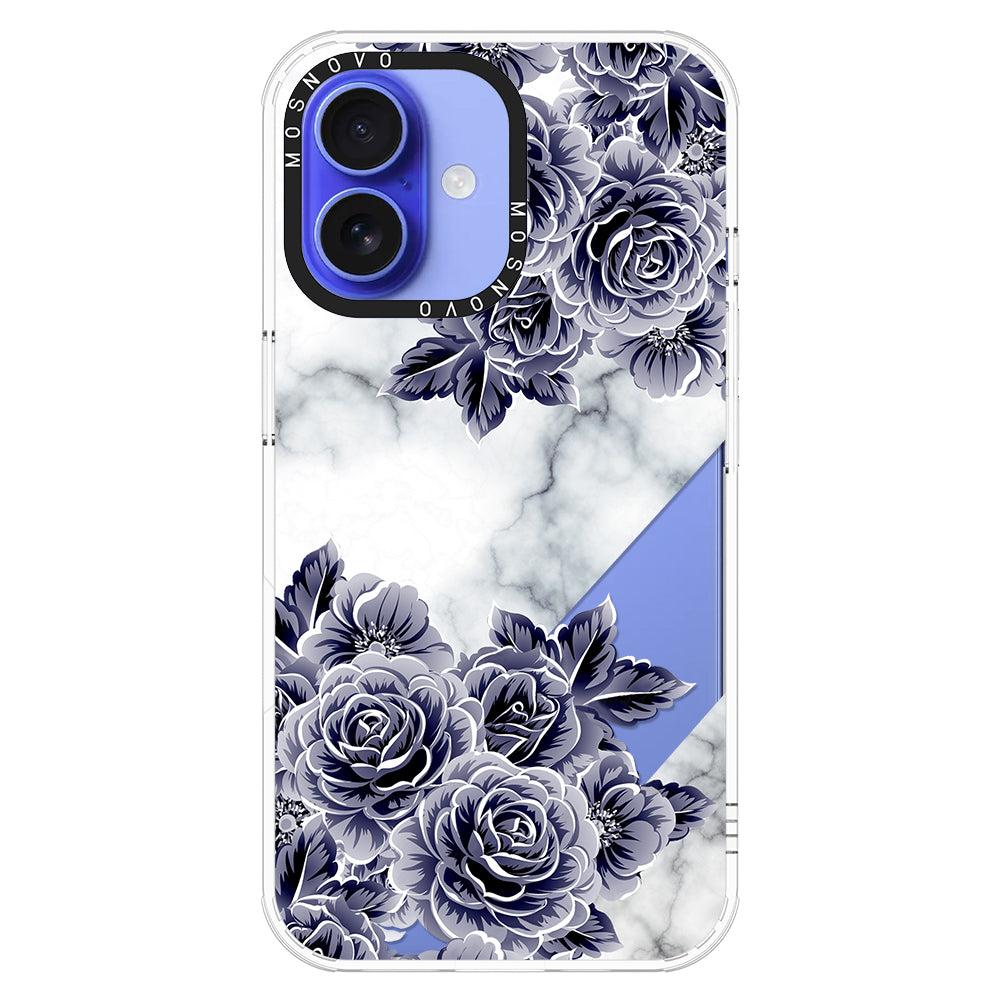 Marble with Purple Flowers Phone Case - iPhone 16 Case - MOSNOVO