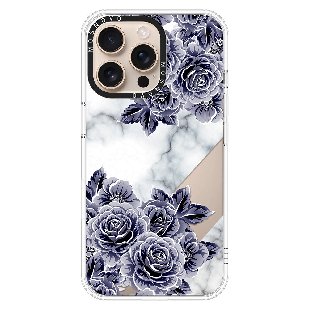 Marble with Purple Flowers Phone Case - iPhone 16 Pro Max Case - MOSNOVO