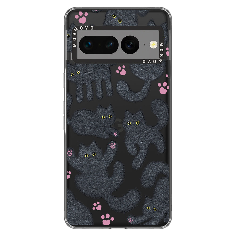 Black Furry Cat Phone Case - Google Pixel 7 Pro Case