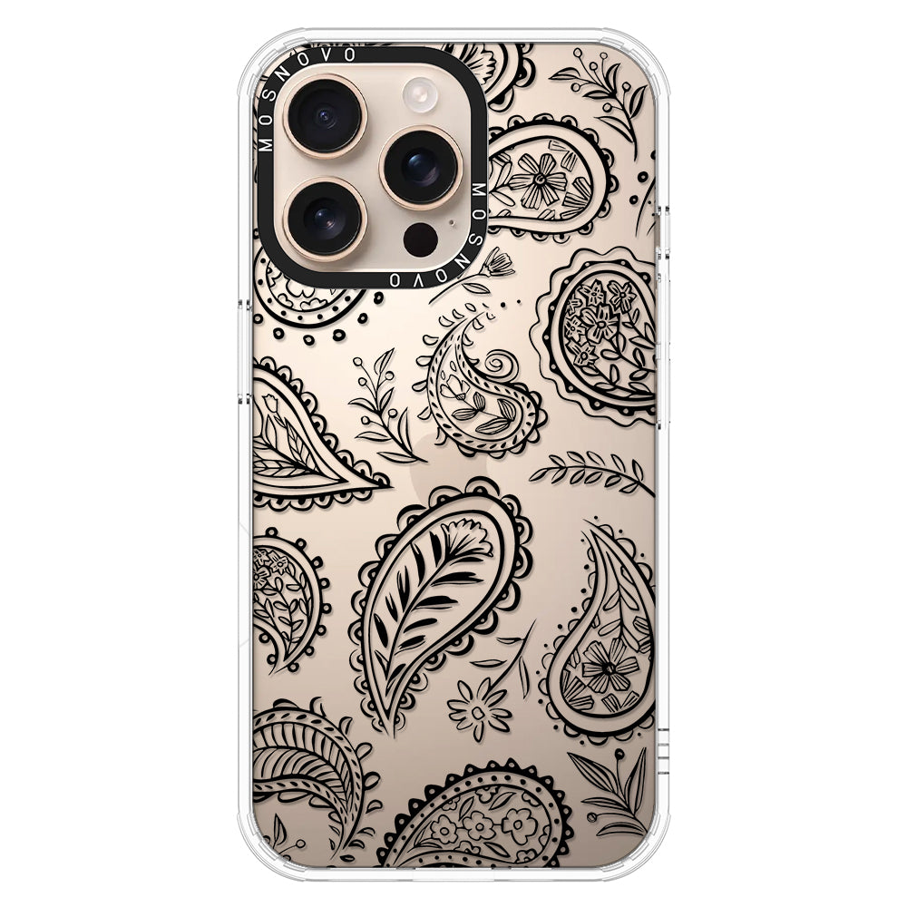 Black Paisley Phone Case - iPhone 16 Pro Max Case - MOSNOVO