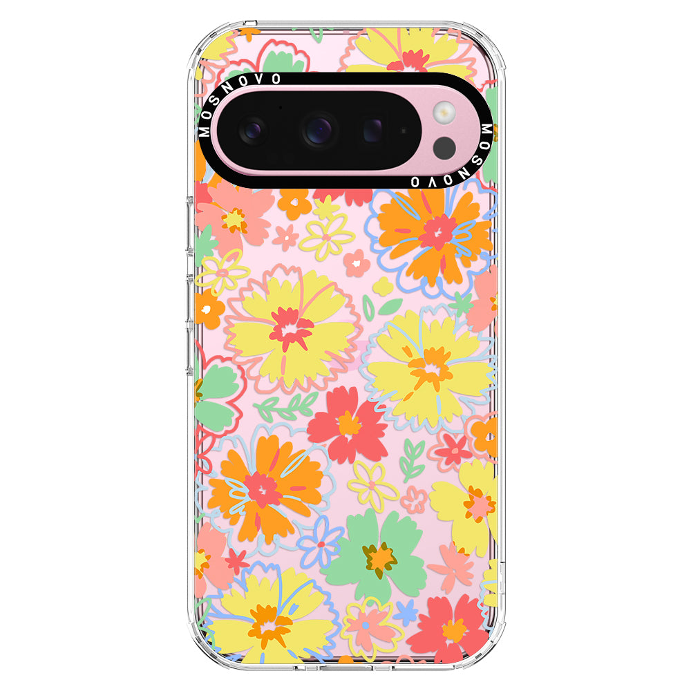 Retro Boho Hippie Flowers Phone Case - Google Pixel 9 Pro Case