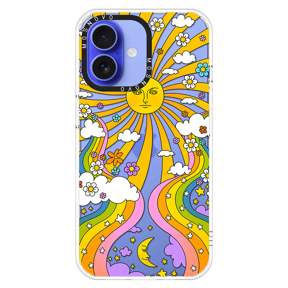 Rainbow Sun and Moon Phone Case - iPhone 16 Plus Case - MOSNOVO