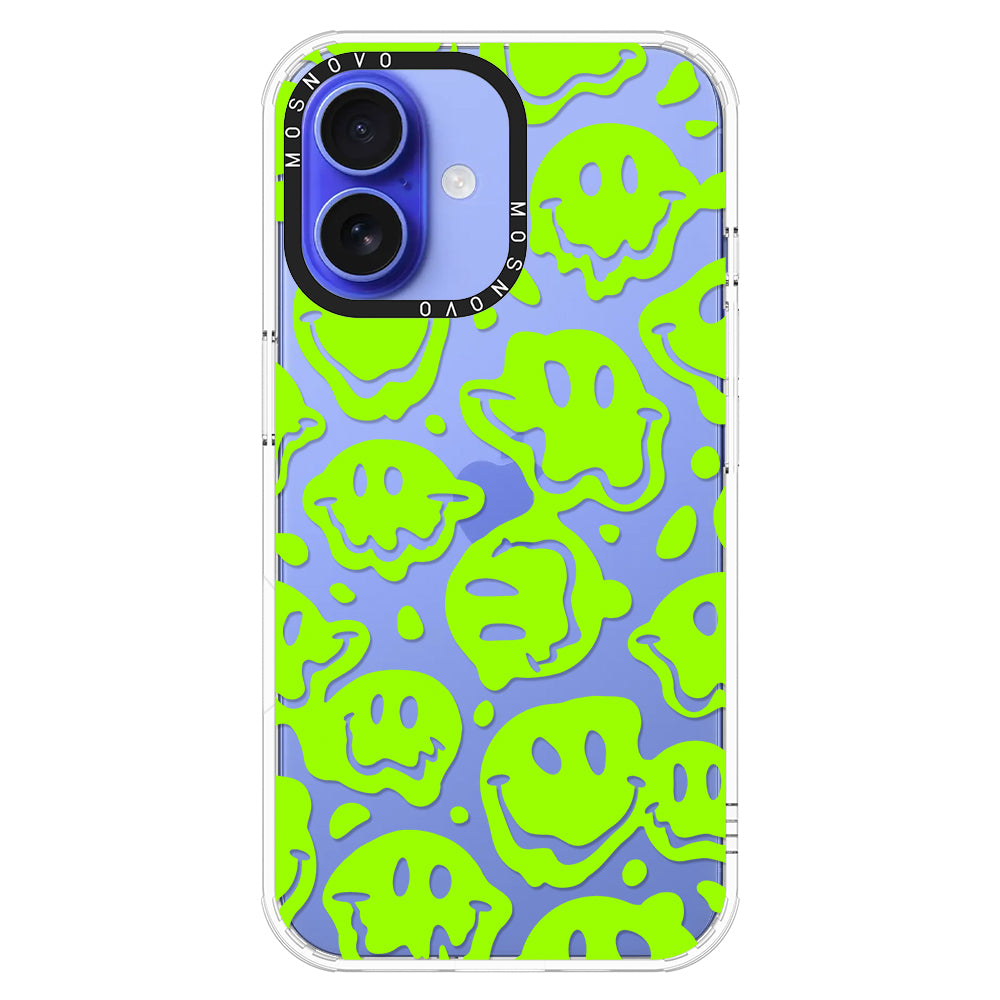 Distorted Green Smiles Face Phone Case - iPhone 16 Case - MOSNOVO