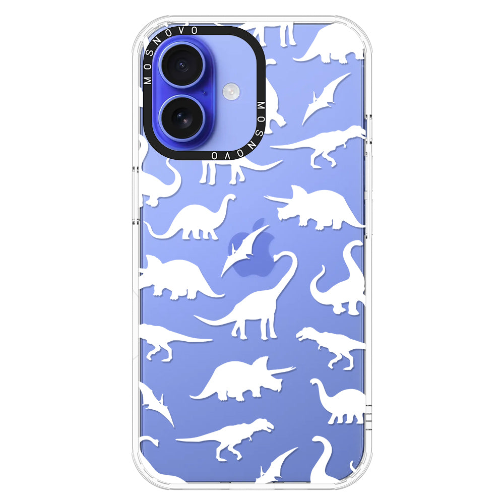 White Dinosaur Phone Case - iPhone 16 Plus Case - MOSNOVO