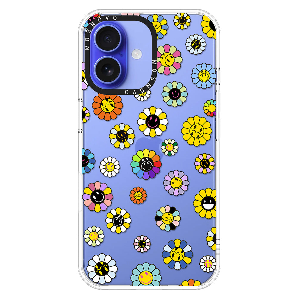 Flower Smiley Face Phone Case - iPhone 16 Plus Case - MOSNOVO